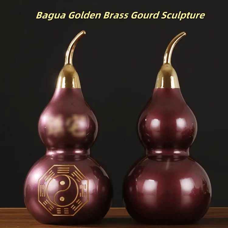 Bagua Golden Brass Gourd Sculpture